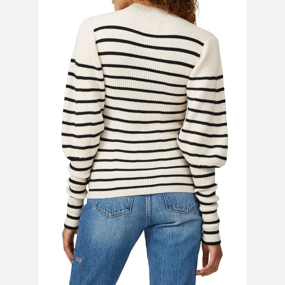 KHAITE Striped Cream and Black Mock Neck Sweater - Picture 3 of 7